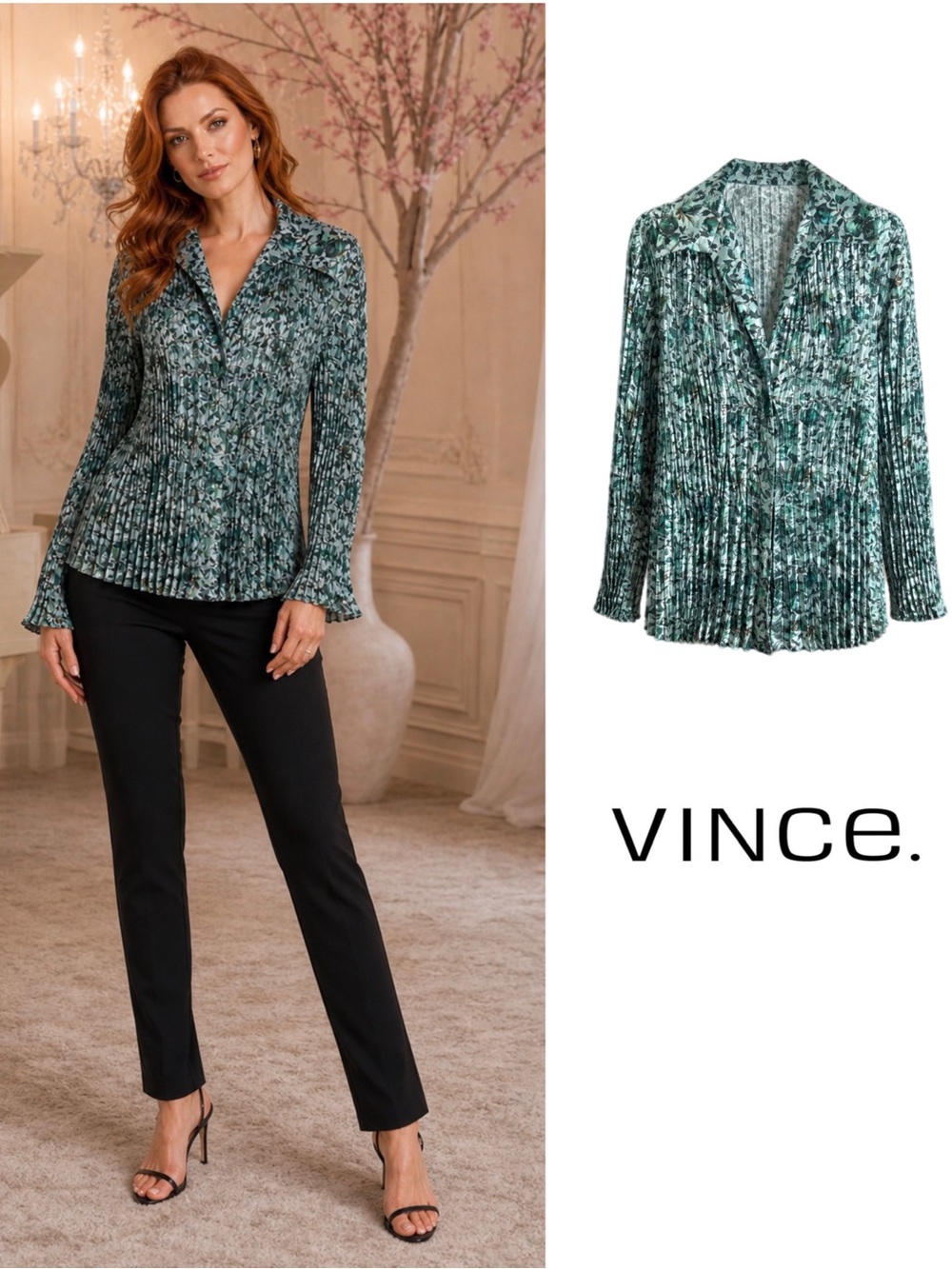 Vince Berry blooms pleated shirt